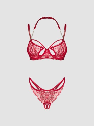 Obsessive Matildea Lace Crotchless Bra Set, Farbe: Rot, Grösse: S/M, S/M - Amorana