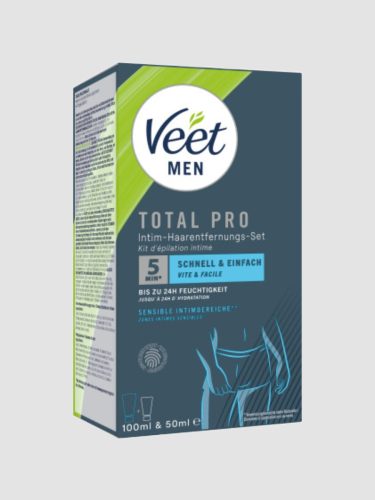 Veet - Men Intim-Haarentfernungs-Set, Haarentfernungscreme Intimbereich + Pflegebalsam, Tot Pro Men Intim Haarentf-Kit, Set, Weiss