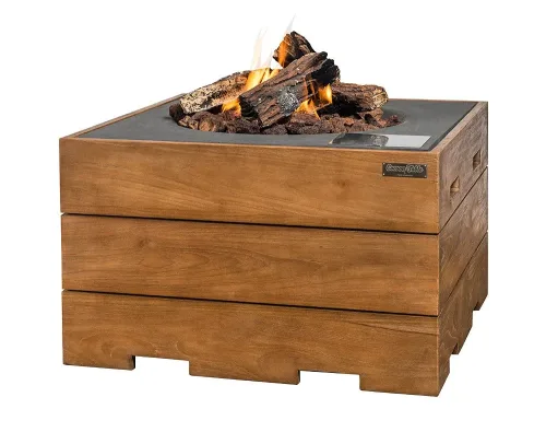 Happy Cocooning, Happy Cocooning Feuertisch TEAK-Holz quadratisch schwarz 760 x 760 mm