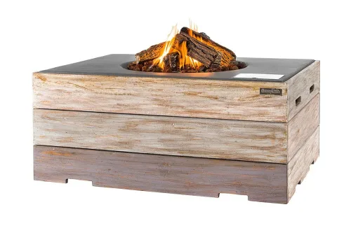 Happy Cocooning, Happy Cocooning Feuertisch TEAK-Holz rechteckig grau 1070 x 800 mm