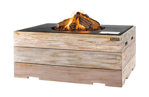 Happy Cocooning, Happy Cocooning Feuertisch TEAK-Holz rechteckig schwarz 1070 x 800 mm