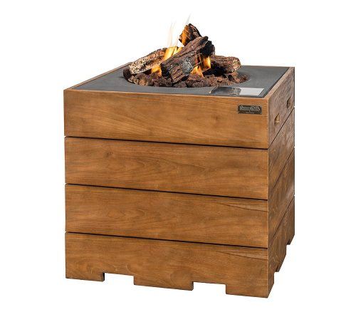 Happy Cocooning, Happy Cocooning Feuertisch Teak-Holz Stehtisch quadratisch grau 760x1000mm