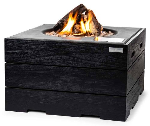 Happy Cocooning, Happy Cocooning Feuertisch Teak-Holz Stehtisch quadratisch grau 760x1000mm