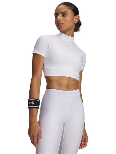 UNDER ARMOUR Damen Fitnessshirt HeatGear® Crop Mock weiss | M