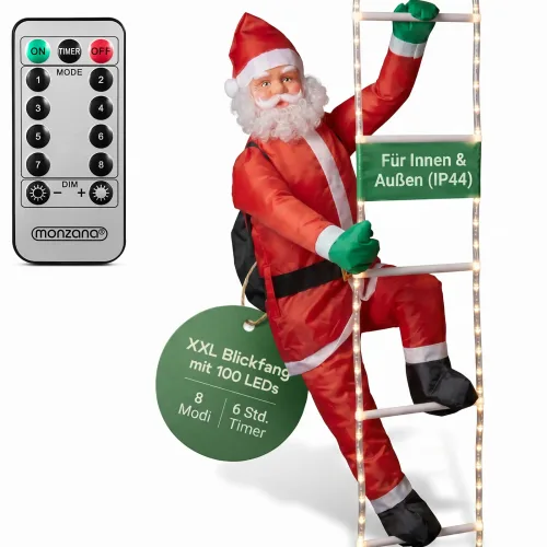 monzana®, Weihnachtsmann auf Leiter mit 120 LEDs