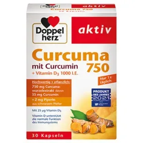 Queisser Pharma GmbH & Co. KG, Doppelherz aktiv Curcuma 750 + Vitamin D3 1000 I.E. 30 St Kapseln