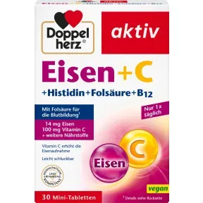 Queisser Pharma GmbH & Co. KG, Doppelherz aktiv Eisen + C+ L-Histidin + Folsäure 30 St Tabletten