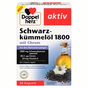 Queisser Pharma GmbH & Co. KG, Doppelherz aktiv Schwarzkümmelöl 1800 mit Chrom  50 St Kapseln