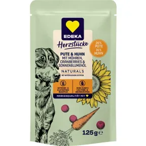 undefined, EDEKA Naturals Dog Pute und Huhn mit Cranberries,Möhren,Sonnenblumenöl 125g 125.000