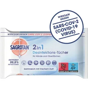 Reckitt Benckiser Deutschland GmbH, SAGROTAN 2in1 Desinfektions-Tücher 15 St Tücher