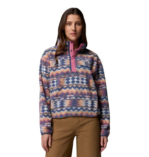 Columbia, Columbia Helvetia™ II Cropped Printed Sherpa Half Snap Damen Midlayer Blau, Damen, Größe: M
