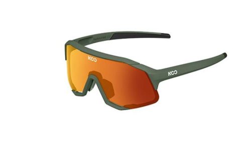 KOO Demos Sportbrille Cycling - green matt orange/orange mirror lenses