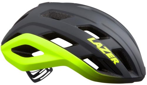 LAZER Unisex Road Strada KinetiCore Helm - matte dark grey flash yellow