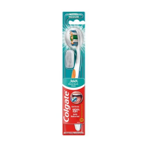Colgate 360° Whole Mouth Clean Mittel Zahnbürste Entfernt bis zu 151% mehr Bakterien