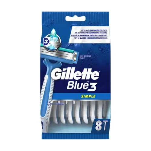 Gillette, Gillette Blue 3 Einwegrasierer Simple 3 Klingen 8 Stück