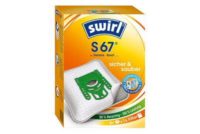 Swirl, Swirl Staubsaugerbeutel S 67 AirSpace® Orange, Weiß 4 Stück