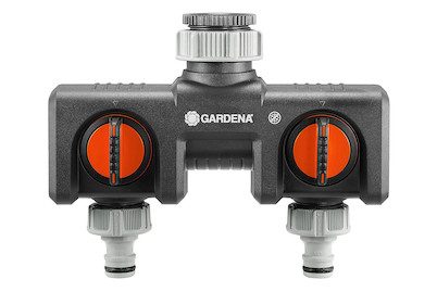 Gardena, GARDENA 8193-20 Kunststoff 2-Wege-Verteiler Steckkupplung, 30,3 mm (1) IG, 24,2 mm (3/4) IG mit Regulierventil