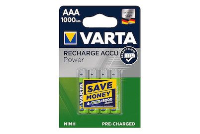 VARTA, VARTA Batterie Akku 5703301404 R2U, AAA/HR03, 1000 mAh, 4 S.