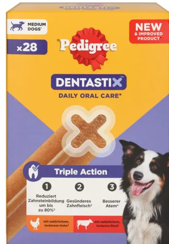 Pedigree, Pedigree Zahnpflege Dentastix Multipack 28 Stück für mittelgroße Hunde