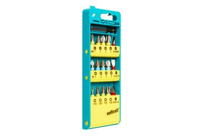 Wolfcraft 2400000 Bit-Set 16teilig Schlitz, Kreuzschlitz Phillips, Kreuzschlitz Pozidriv, Innen-TORX