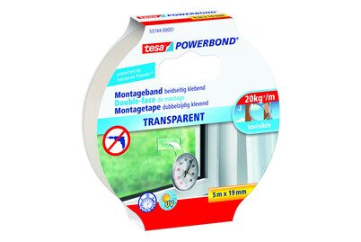 tesa, tesa Montageband Powerbond Transparent 19 mm (B) x 5 m (L) Papier 55744