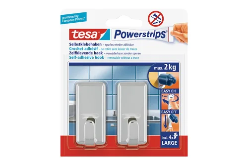 tesa, TESA Powerstrips Haken Classic 580510001 2 Haken/4 Strips Large