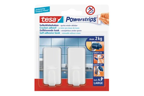 tesa, TESA Powerstrips Haken Classic 580100004 2 Haken/4 Strips Large