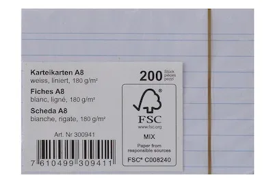 undefined, Karteikarten A8 liniert weiss 180g 200 Blatt