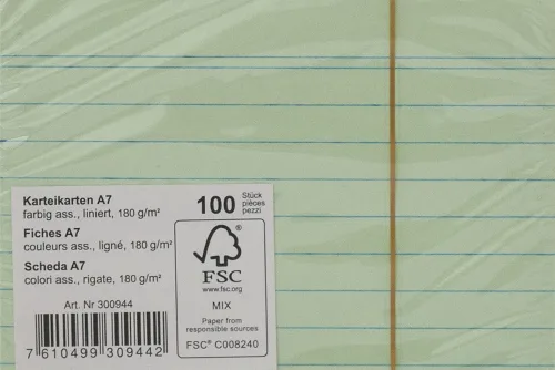 undefined, Karteikarten A7 liniert farbig 100 Blatt
