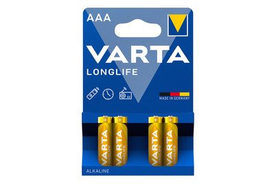 VARTA, VARTA Batterie 4103101414 Longlife, AAA/LR03, 4 St&uuml;ck
