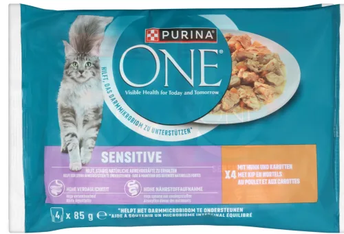 Purina One, Purina ONE Sensitive Huhn & Karotten 4x85g