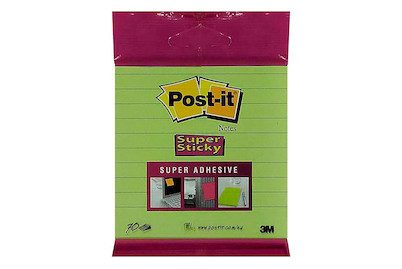 Post-it, POST-IT Block Super Sticky 100x100mm XL-LL gr&uuml;n, 70 Bl., liniert, h&auml;ngbar