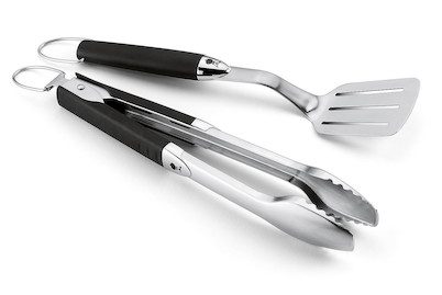 WEBER, Weber Premium Grillbesteck Kompakt – Weber Grillzange/Grillbesteck – edelstahl / schwarz