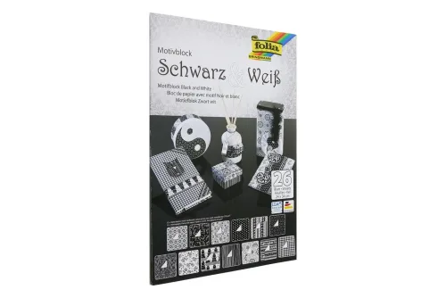 Folia, FOLIA Motivblock Basic 46749 schwarz/weiss, 26 Blatt