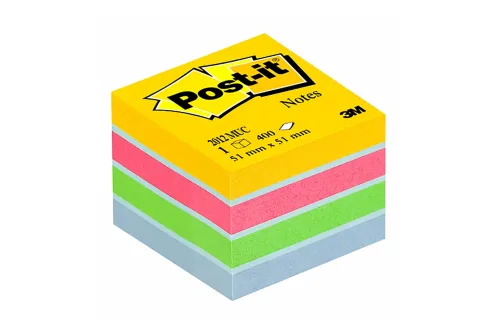 Post-it, POST-IT Mini Cube multicol. 51x51mm 2012-MUC 4 Farben ass. 1x400 Blatt