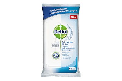 Dettol, DETTOL Hygiene Reinigungst&uuml;cher 3193971 neutraler Duft 60 St&uuml;ck