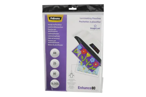 Fellowes, FELLOWES Laminiertasche A4 5396205 glanz, 80my 25 Stk