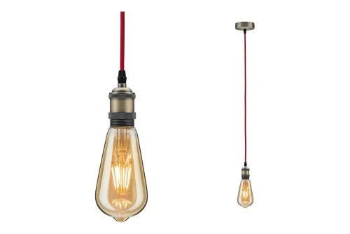 Paulmann, Paulmann Eldar 50386 Deckenleuchte LED E27 Rot, Nickel (gebürstet)
