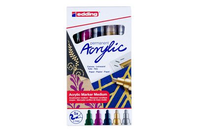 edding, EDDING Acrylmarker 5100 2-3mm 5100-E5-999 metallic, ass. 5 St&uuml;ck