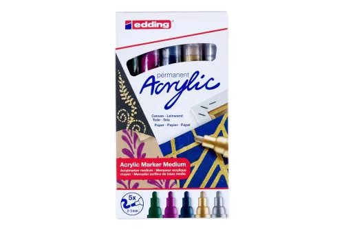edding, EDDING Acrylmarker 5100 2-3mm 5100-E5-999 metallic, ass. 5 St&uuml;ck