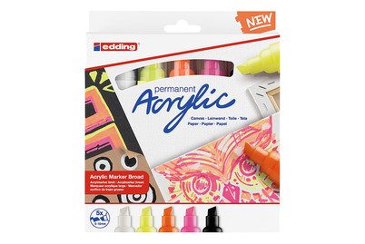 edding, Edding Marker Acryl E-5000 Farbig sortiert 5 Stück
