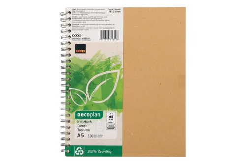 Oecoplan, Oecoplan Notizbuch A5 100 Blatt 4mm kariert