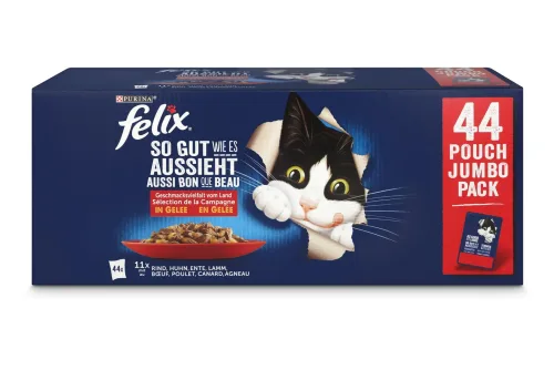 Felix, Felix Nassfutter Katze in Gelee 44x85 g Geschmacksvielfalt vom Land