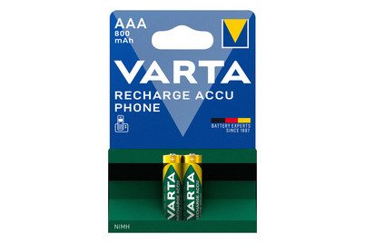 VARTA, VARTA Batterie Akku Phone 58398101402 T398, AAA/HR03, 2 St&uuml;ck