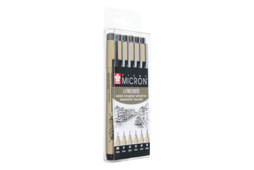 Sakura, SAKURA Pigma Micron Set POXSDK6 0,2/0,25/0,3/0,35/0,45/0,5mm