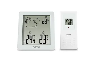 Hama, hama 00222234 Wetterstation Zakynthos, Thermometer, Hygrometer, mit Außensensor, Weiß