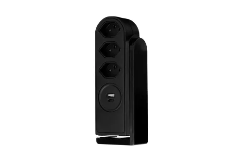 Steffen Steckdosenleiste | 3x Typ13 | 1x USB C+A | schwarz