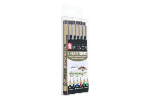 Sakura, SAKURA Pigma Micron 05 Set 0.45mm POXSDK056B Erdfarbt&ouml;ne 6 St&uuml;ck