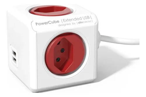 POWERCUBE, POWERCUBE Socket extend red 66.7890RD 4xT.13 2xUSB 5V 2.1A