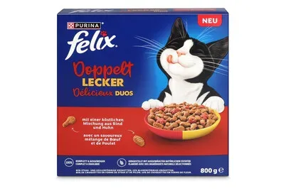 Felix Doppelt Lecker Katzen-Trockenfutter Adult Fleisch